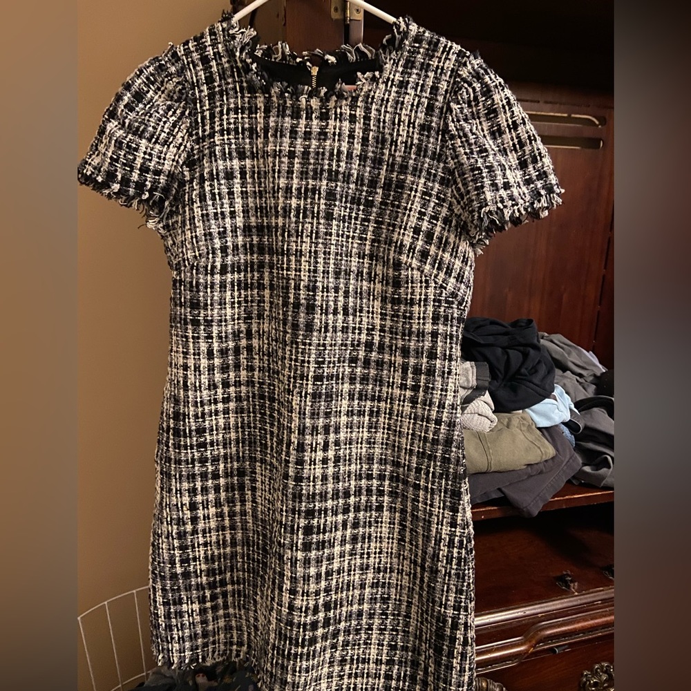 Kate Spade flutter sleeve tweed dress